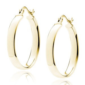 Cercei rotunzi argint placati cu aur galben Ø25 mm x 4 mm Classic Hoops DiAmanti KHV425G-DIA (Argint 925‰ 3,8 g.)